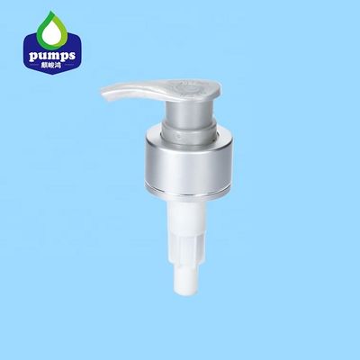 24/410 versah Linksrechtsverschluß der kosmetischen Lotions-Pumpen-Aluminiumabdeckung für Plastikflasche mit Rippen